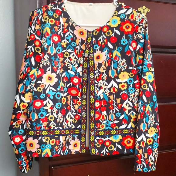 Colorful flower patterned jacket size M - Picture 1 of 7